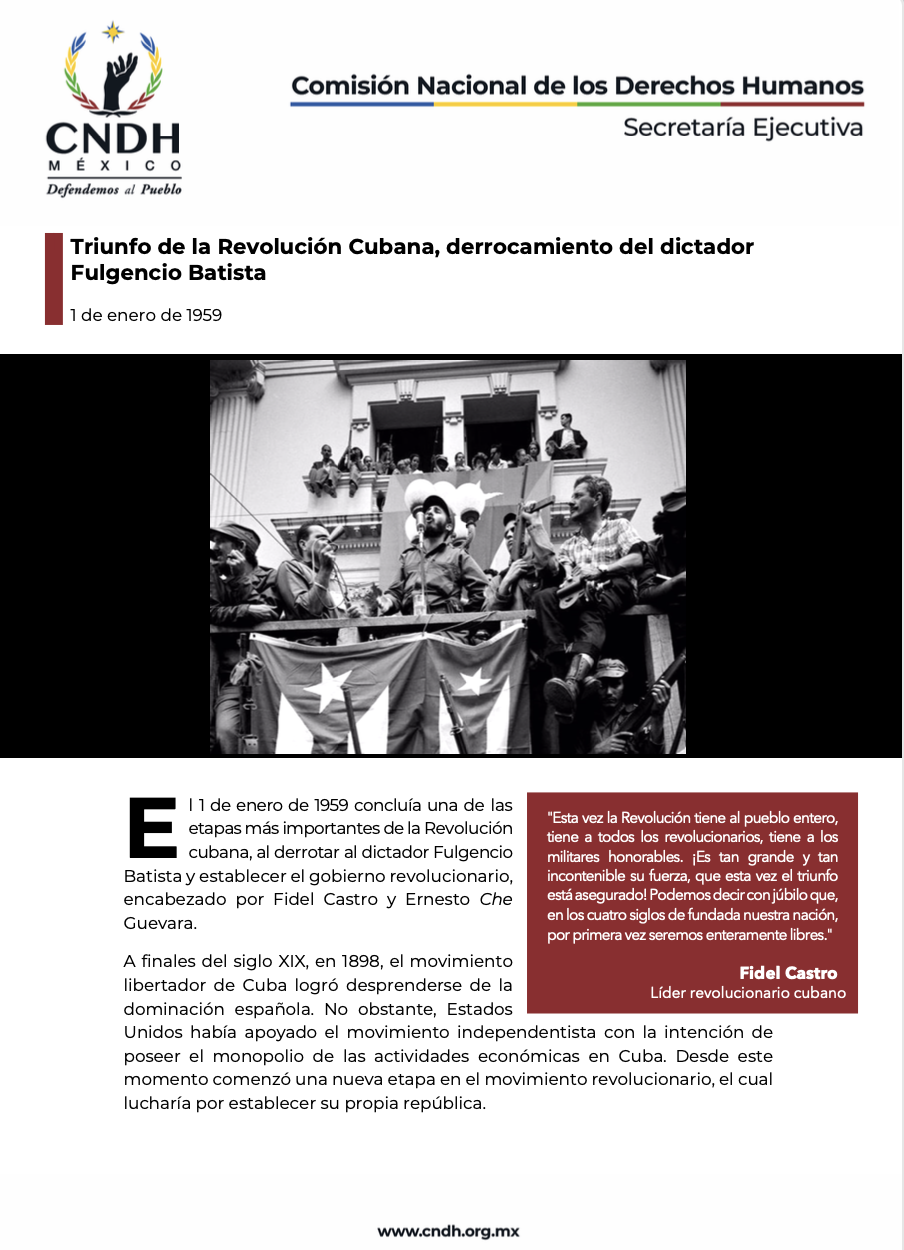 Triunfo de la Revolución Cubana, derrocamiento del dictador Fulgencio Batista