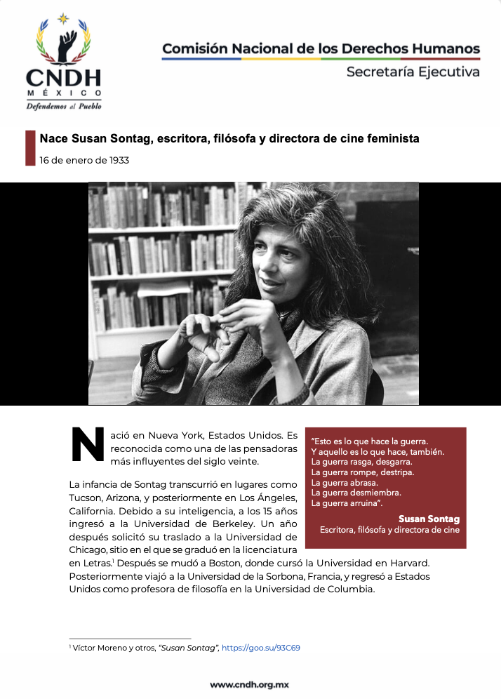 Nace Susan Sontag, escritora, filósofa y directora de cine feminista