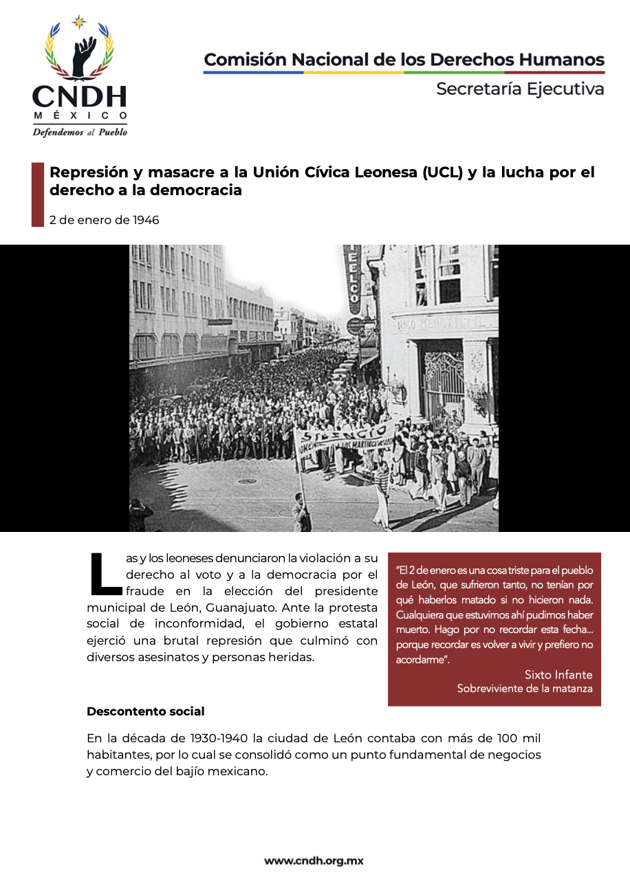 Represión y masacre a la Unión Cívica Leonesa (UCL) y la lucha por el derecho a la democracia