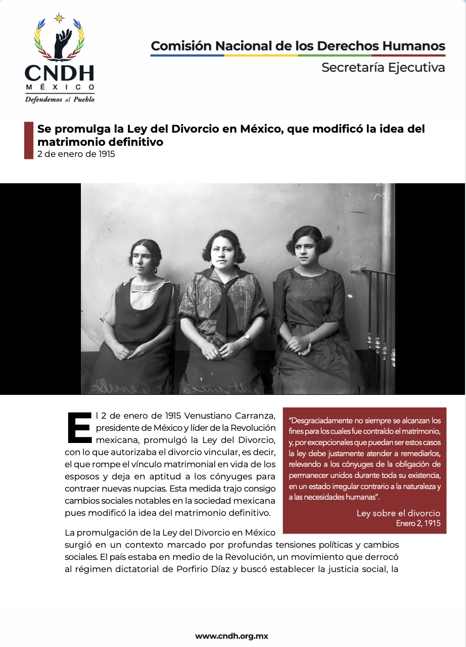 Se promulga la Ley del Divorcio en México, que modificó la idea del matrimonio definitivo