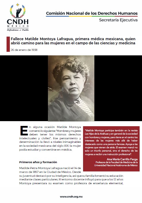 Fallece Matilde Montoya Lafragua, primera médica mexicana, quien abrió camino para las mujeres en el campo de las ciencias y medicina