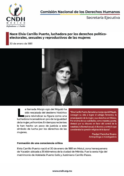 Nace Elvia Carrillo Puerto, luchadora por los derechos políticoelectorales, sexuales y reproductivos de las mujeres