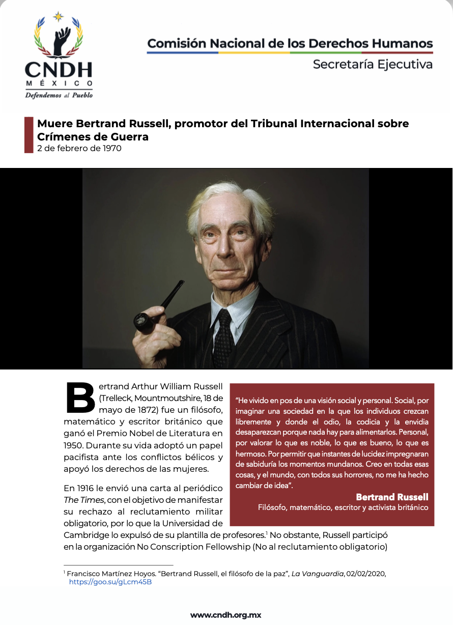 Muere Bertrand Russell, promotor del Tribunal Internacional sobre Crímenes de Guerra