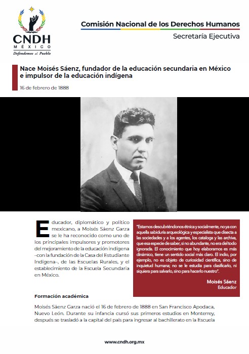 Nace Moisés Sáenz, fundador de la educación secundaria en México e impulsor de la educación indígena