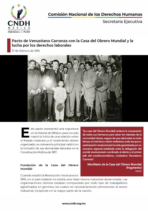 Pacto de Venustiano Carranza con la Casa del Obrero Mundial y la lucha por los derechos laborales