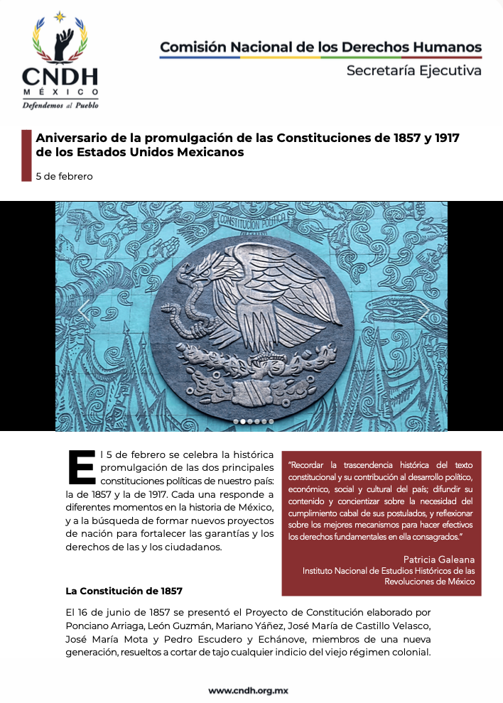 Aniversario de la promulgación de las Constituciones de 1857 y 1917 de los Estados Unidos Mexicanos
