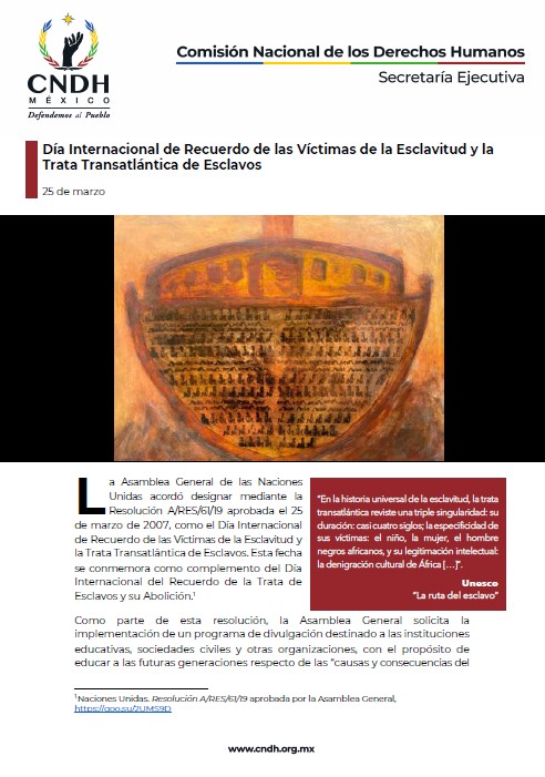 Día Internacional de Recuerdo de las Víctimas de la Esclavitud y la Trata Transatlántica de Esclavos