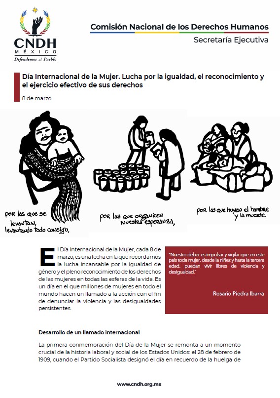 Día Internacional de la Mujer. Lucha por la igualdad, el reconocimiento y el ejercicio efectivo de sus derechos