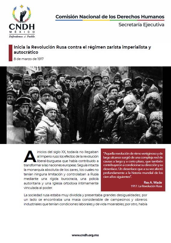 Inicia la Revolución Rusa contra el régimen zarista imperialista y autocrático