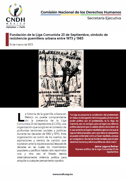 Fundación de la Liga Comunista 23 de Septiembre, símbolo de resistencia guerrillera urbana entre 1973 y 1983