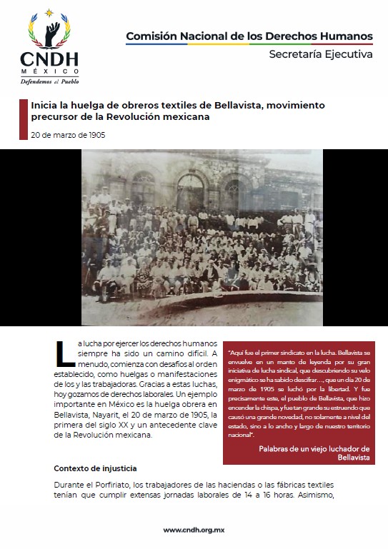 Inicia la huelga de obreros textiles de Bellavista, movimiento precursor de la Revolución mexicana