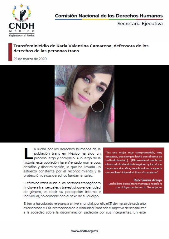 Transfeminicidio de Karla Valentina Camarena, defensora de los derechos de las personas trans