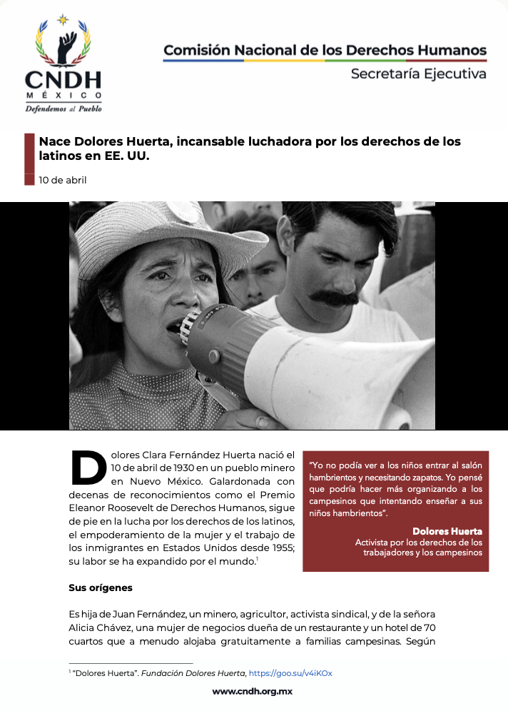Nace Dolores Huerta, incansable luchadora por los derechos de los latinos en EE. UU.