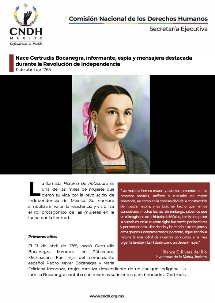 Nace Gertrudis Bocanegra, informante, espía y mensajera destacada durante la Revolución de Independencia