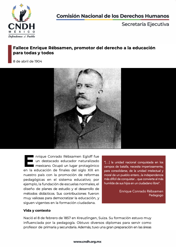 Fallece Enrique Rébsamen, promotor del derecho a la educación para todas y todos