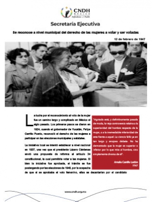 Se reconoce a nivel municipal del derecho de las mujeres a votar y ser votadas