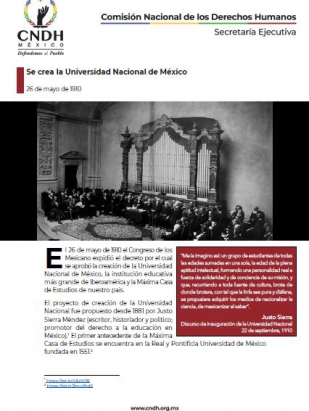 Se crea la Universidad Nacional de México