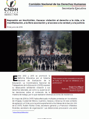 Represión en Nochixtlán, Oaxaca: violación al derecho a la vida, a la manifestación, a la libre asociación y al acceso a la verdad y a la justicia