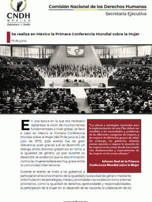 Se realiza en México la Primera Conferencia Mundial sobre la Mujer