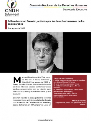 Fallece Mahmud Darwish, activista por los Derechos Humanos de los países árabes