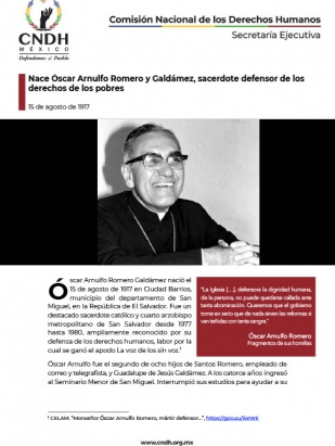 Nace Óscar Arnulfo Romero y Galdámez, sacerdote defensor de los derechos de los pobres