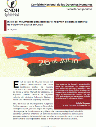 Inicio del movimiento para derrocar el régimen golpista dictatorial de Fulgencio Batista en Cuba