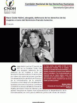 Nace Gisèle Halimi, abogada, defensora de los derechos de las mujeres e ícono del feminismo francés-tunecino