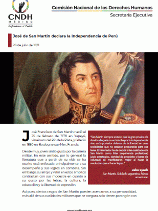 José de San Martín declara la Independencia de Perú