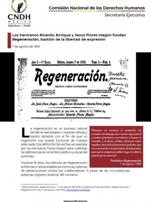 Los hermanos Ricardo, Enrique y Jesús Flores Magón fundan Regeneración, bastión de la libertad de expresión