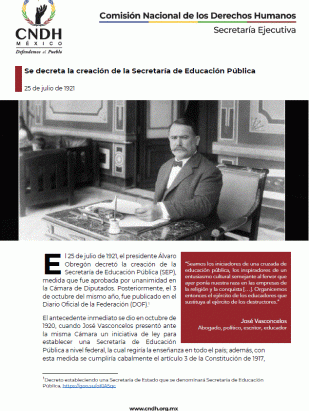 Se decreta la creación de la Secretaría de Educación Pública