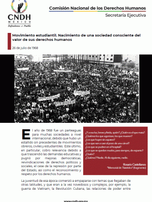 Movimiento estudiantil. Nacimiento de una sociedad consciente del valor de sus derechos humanos