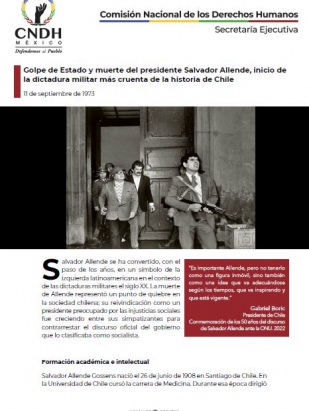 Golpe de Estado y muerte del presidente Salvador Allende, inicio de la dictadura militar más cruenta de la historia de Chile