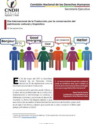 Día Internacional de la Traducción, por la conservación del patrimonio cultural y lingüístico