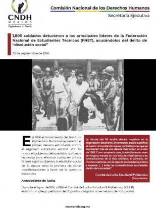 1,800 soldados detuvieron a los principales líderes de la Federación Nacional de Estudiantes Técnicos (FNET), acusándolos del delito de “disolución social”