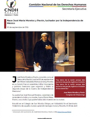 Nace José María Morelos y Pavón, luchador por la Independencia de México
