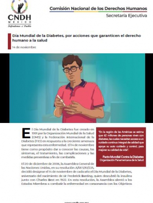 Día Mundial de la Diabetes, por acciones que garanticen el derecho humano a la salud