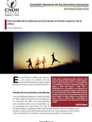 Día Mundial de la Infancia, promoviendo el interés superior de la niñez