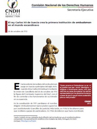 El rey Carlos XII de Suecia crea la primera institución de ombudsman en el mundo escandinavo