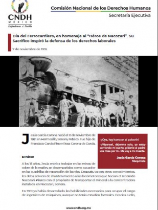 Día del Ferrocarrilero, en homenaje al “Héroe de Nacozari”. Su Sacrifico inspiró la defensa de los derechos laborales