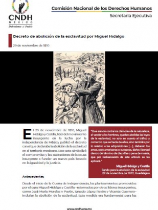 Decreto de abolición de la esclavitud por Miguel Hidalgo