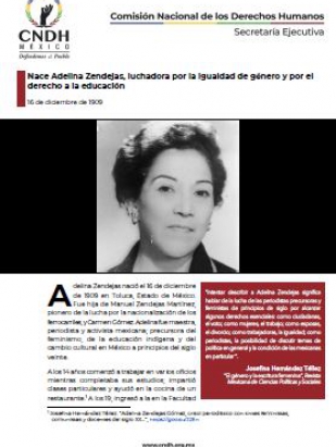 Nace Adelina Zendejas, luchadora por la igualdad de género y por el derecho a la educación