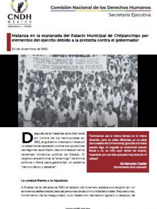 Matanza en la explanada del Palacio Municipal de Chilpancingo por elementos del ejército debido a la protesta contra el gobernador