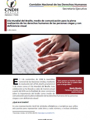 Día Mundial del Braille, medio de comunicación para la plena realización de los derechos humanos de las personas ciegas y con deficiencia visual
