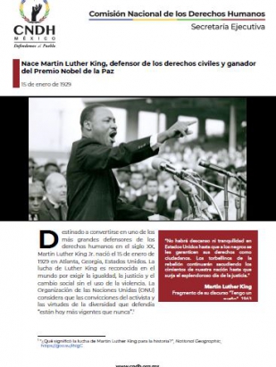 Nace Martin Luther King, defensor de los derechos civiles y ganador del Premio Nobel de la Paz