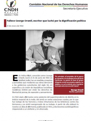 Fallece George Orwell, escritor que luchó por la dignificación política