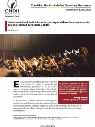 Día Internacional de la Educación, para que el derecho a la educación sea una realidad para todas y todos