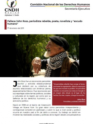 Fallece John Ross, periodista rebelde, poeta, novelista y "escudo humano"