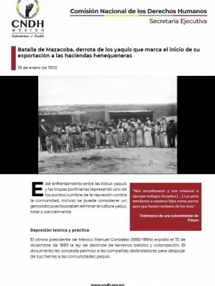 Batalla de Mazacoba, derrota de los yaquis que marca el inicio de su exportación a las haciendas henequeneras