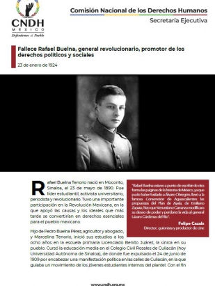 Fallece Rafael Buelna, general revolucionario, promotor de los derechos políticos y sociales