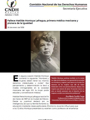 Fallece Matilde Montoya Lafragua, primera médica mexicana y pionera de la igualdad